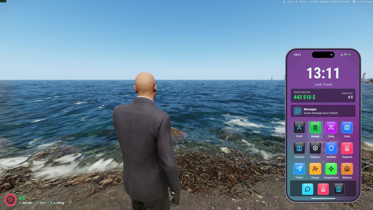 Le téléphone ouvert au bord de la mer